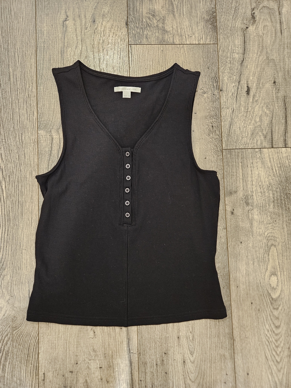 Travis Mathew Black Cloud Collection Ribbed With Buttons Tank Top